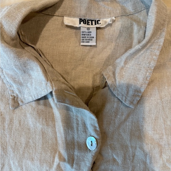 Linen button up cute buttons Poetic 100% linen - Picture 2 of 5
